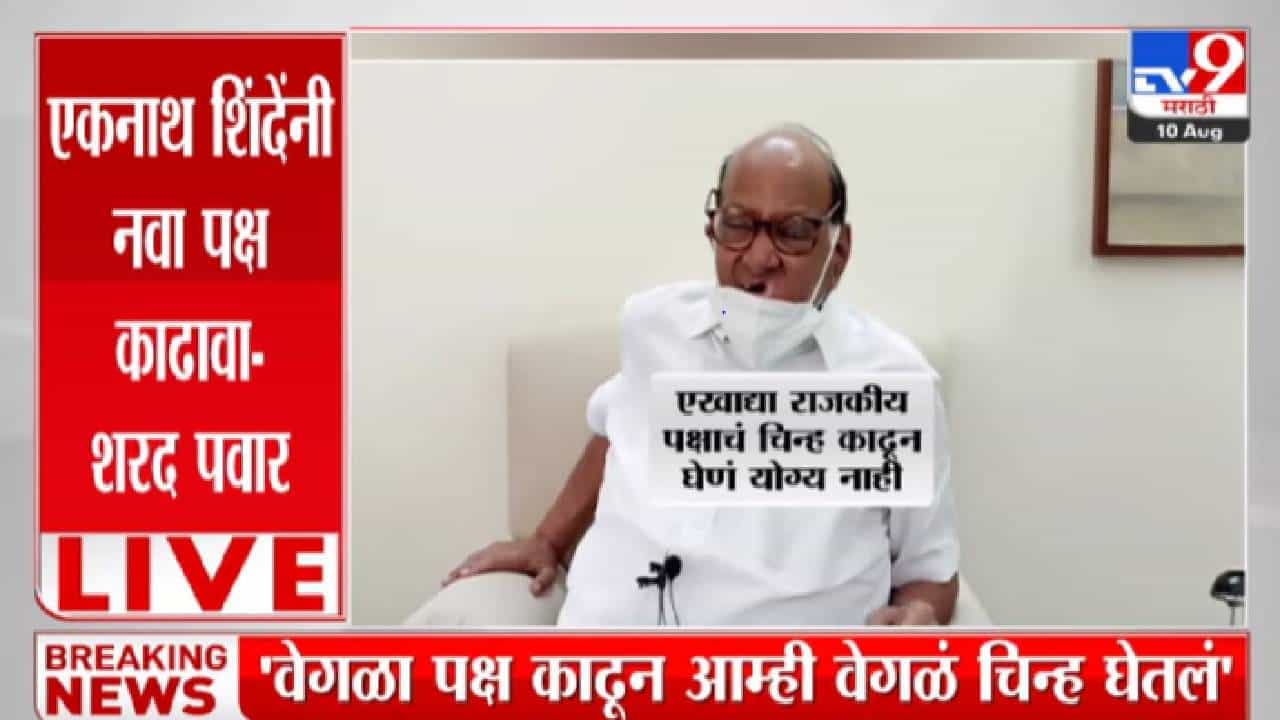 एकनाथ शिंदेंनी वेगळा पक्ष काढून नवं चिन्ह घ्यावं - शरद पवार एकनाथ शिंदेंनी वेगळा पक्ष काढून नवं चिन्ह घ्यावं - शरद पवार