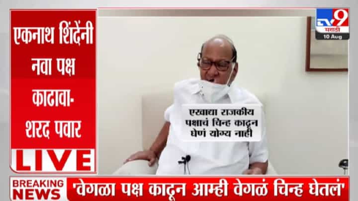 एकनाथ शिंदेंनी वेगळा पक्ष काढून नवं चिन्ह घ्यावं - शरद पवार एकनाथ शिंदेंनी वेगळा पक्ष काढून नवं चिन्ह घ्यावं - शरद पवार
