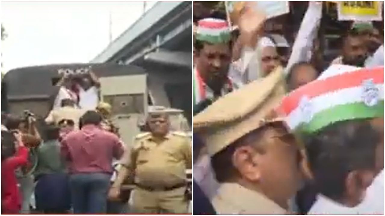 Congress protest : तुरुंगात टाकलं तरी 'आरे बचाव'चं आंदोलन सुरूच राहील, ईडी सरकारचा निषेध; काँग्रेस कार्यकर्ते ठाण्यात आक्रमक