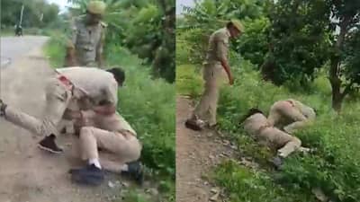 पोलीस आणि होमगार्डकडून खाकीला कलंक, पैसे वाटपावरुन दोघांमध्ये हाणामारी; व्हिडिओ सोशल मीडियावर व्हायरल