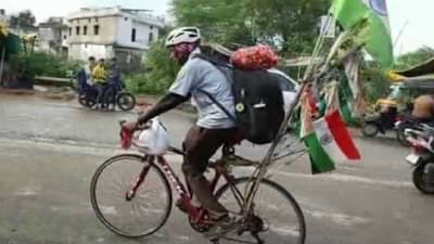 Gondia Cycling : भारतभ्रमंतीवर निघालेल्या दिलीपचे गोंदियात स्वागत, 21 हजार किलोमीटर सायकलिंगचा टप्पा केला पार