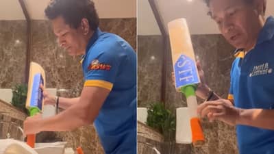Sachin Tendulkar : सचिन तेंडुलकरने पाण्याने धुतली बॅट, पाहा मजेशीर व्हिडीओ