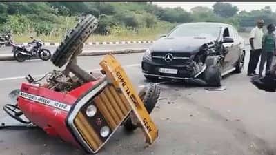 मजबुतीची परीक्षा, ट्रॅक्टरला ठोकली मर्सिडीज कुणाचे तुकडे झाले पाहा?