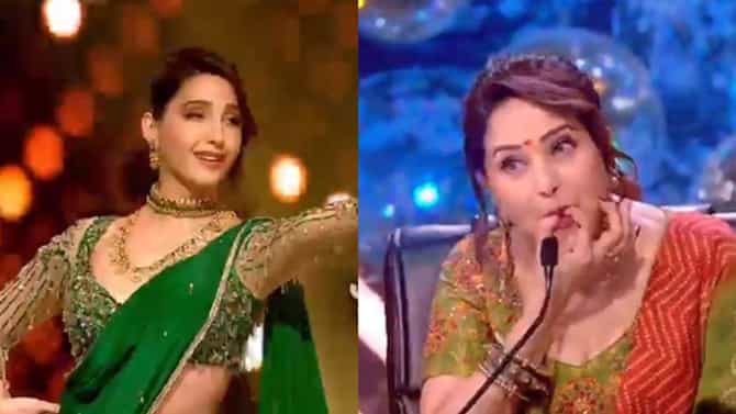 नोराची ठसकेबाज लावणी पाहून माधुरीने वाजवली शिट्टी; Video एकदा पहाच!
