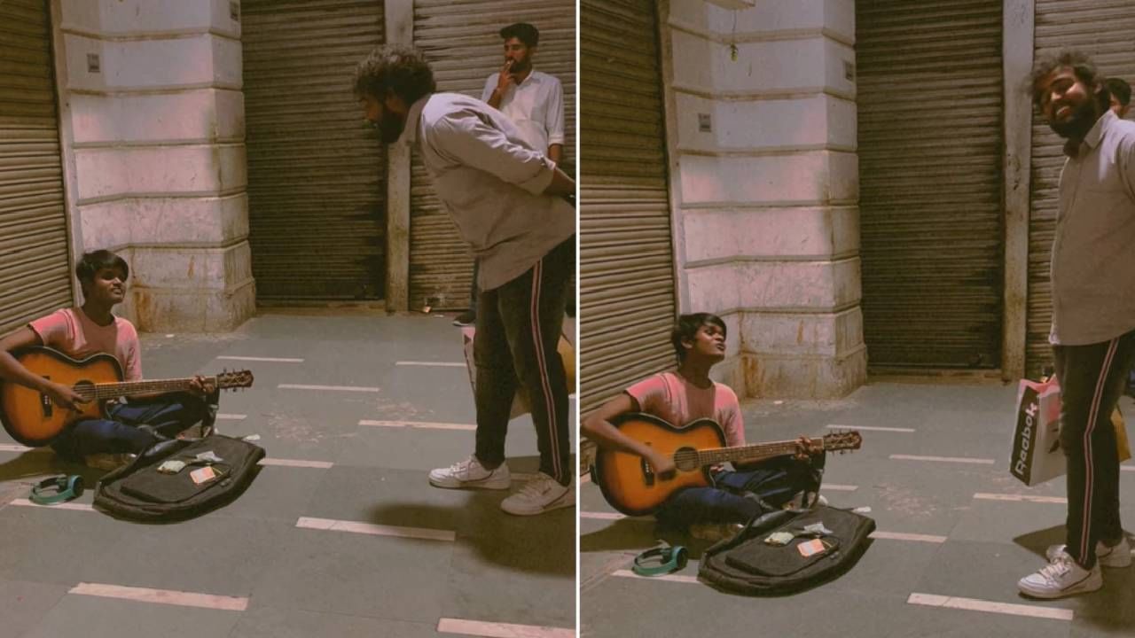 गिटार घेऊन रस्त्याच्या कडेला बसलेल्या मुलाने हे पंजाबी गाणं गायलं, कमाल व्हिडीओ