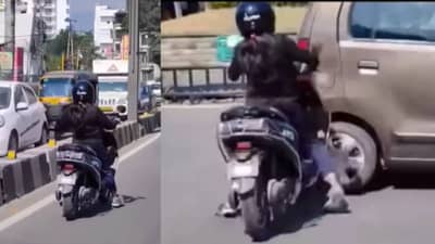 बघा मॅडमचे ड्रायव्हिंग स्किल्स बघा! नजर ना लगे भाई