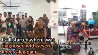 साडी नेसून हुप्पा हुय्या! सुनेसोबत वेट लिफ्टिंग, 56 वर्षीय महिलेचं Gym Workout