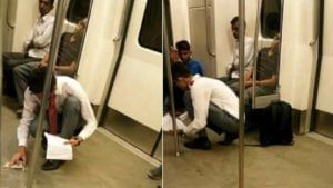 Metro : मेट्रोमध्ये चुकून पडले अन्न खाली, मुलाने रुमालाने संपूर्ण डब्याचा फ्लोअर केला स्वच्छ, नेटकऱ्यांनी त्याला केले ब्रँड अॅम्बेसेडर 
