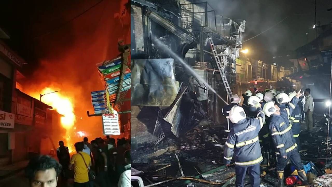 मुंबईतील अब्दुल रहमान स्ट्रीटवर दुकानांना भीषण आग, सात ते आठ दुकाने जळून खाक