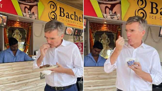 ब्रिटीश उच्चायुक्तांनी घेतला मुंबईच्या सँडविच आणि चिली आइस्क्रीमचा आनंद, सोशल मीडियावर खळबळ