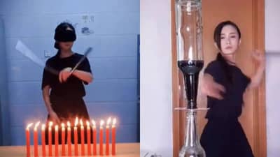 डोळ्यांवर पट्टी बांधून मुलगी करते दैनंदिन कामे लोक म्हणतात निंजा! VIDEO