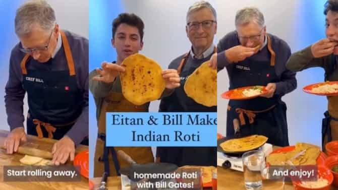 Bill Gates : जेव्हा बिल गेट्स पोळ्या लाटतात ? पण पोळी जमलीय का ?