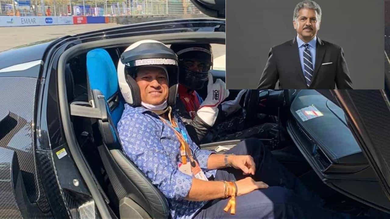 Formula E: सचिन तेंडुलरकची Pininfarina Battista तून फेरी, आनंद महिंद्रा यांनी दिलं असं उत्तर
