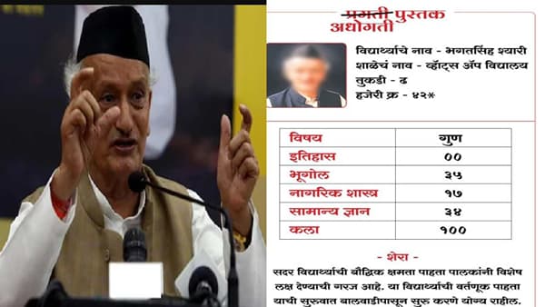 लैच अवघड, जाता जाताही राष्ट्रवादी काँग्रेसने कोश्यारी यांना डिवचले, मार्कशीट व्हायरल, इतिहासात भोपळा, कला मात्र...