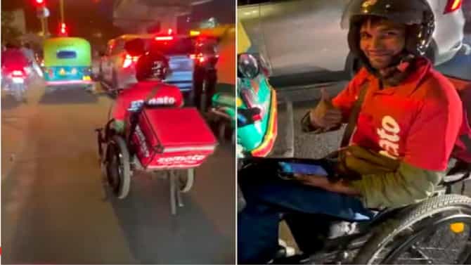 VIDEO | जेवणाची ऑर्डर ऑनलाईन जाते, पण तो ज्या परिस्थितीत दारापर्यंत तो जेवण पोहोचवतो, सलाम!