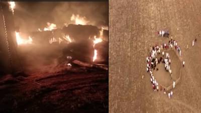 आकाशातून आलेली वीज थेट गवताच्या वखारीवर..राज्यात अवकाळीचा धुमाकूळ,बुलढाण्यात वीज पडून 16 मेंढ्यांचा मृत्यू