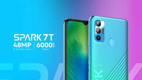 टेक्नोचा कंपनीचा स्वस्त आणि मस्त फोन उपलब्ध आहे. Tecno Spark 7T ची सुरुवातीची किंमत 9,899 रुपये आहे. या स्मार्टफोनमध्ये 4GB RAM आहे. यात 48MP AI ड्युअल कॅमेरा असून फोनची बॅटरी 6000mAh आहे. (PS: Tecno)