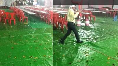 Nandurbar Weather : अवकाळी पावसामुळे लग्न मंडपात असलेल्या वऱ्हाडाची दैना,  पै-पाहुण्यांनी डोक्यावर खुर्ची घेतली, मग...