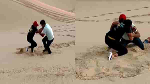 Harbhajan Singh : आध ढकललं, मग पाडलं, अरे हरभजन सिंग वाळवंटात हे काय करतोय? VIDEO व्हायरल