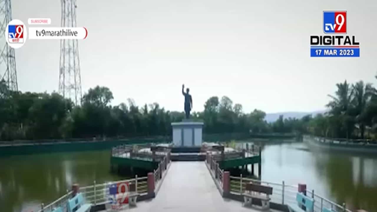 गोपीनाथ मुंडे यांच्या सोळा फूट उंच पुतळ्याची ड्रोनच्या नजरेतून बघा पहिली झलक