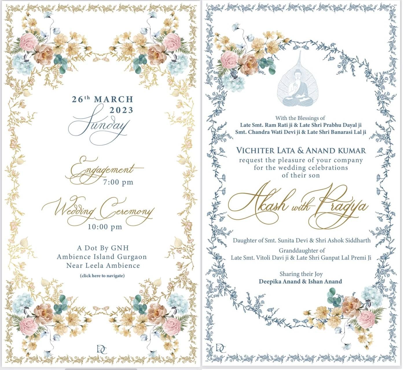 mayawati nephew wedding card