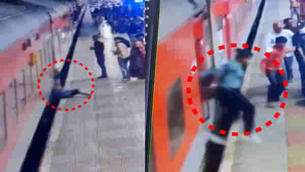 धावती रेल्वे अन् प्लॅटफॉर्म दरम्यान अडकली महिला, Video पाहून तुम्ही हादरणार