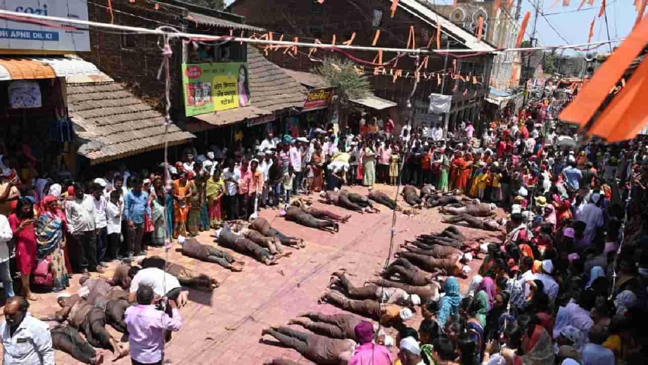 हे गाव लई भारी! यात्रेत रथाला मुस्लिम समाजाची बैलजोडी, महिलांचे दंडवत तर पुरूषांचे लोटांगण, कुठं भरली अनोखी यात्रा