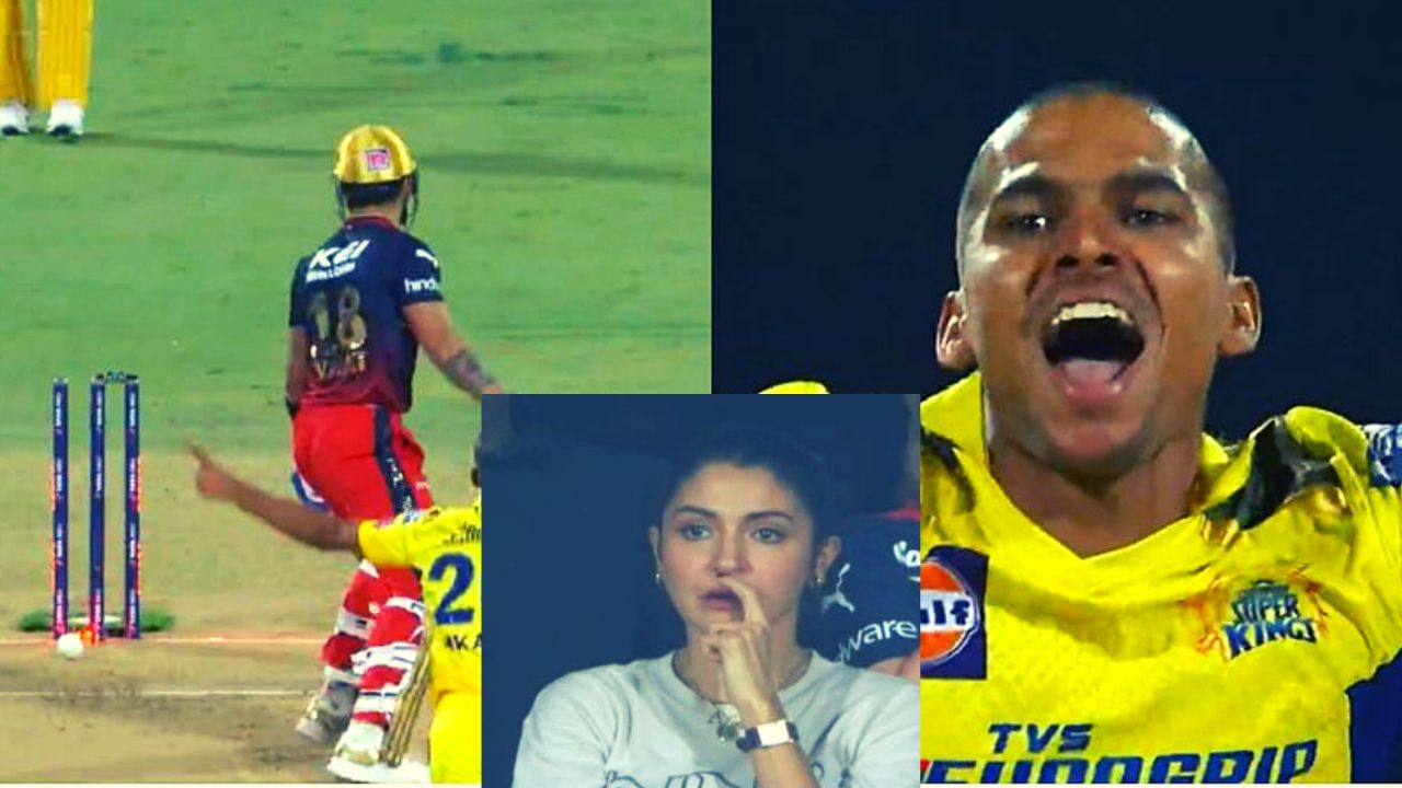 RCB vs CSK : विराट कोहलीचं नशिबच खराब, आधी चौकार नंतर स्वत: लाच केलं आऊट, पाहा Video