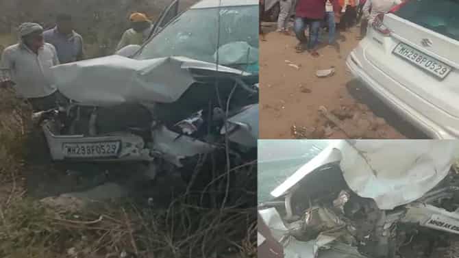 नांदेडमध्ये भीषण अपघात, भरधाव वेगाने येणाऱ्या कार एकमेकांवर आदळल्या !