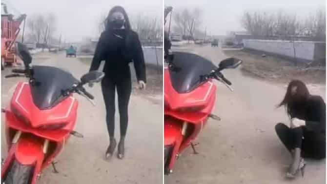 Video | तरुणी बाईकवरती स्टंट करायला गेली अन् जोराची पडली, मग नेटकऱ्यांनी नेहमीप्रमाणे...