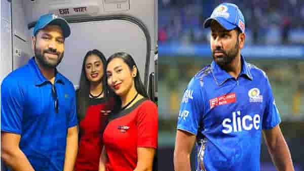 Rohit Sharma IPL 2023 : रोहित शर्माने एयर होस्टेससोबत फोटो काढताना बघा काय केलं? त्या कृतीची सर्वत्र होतेय चर्चा