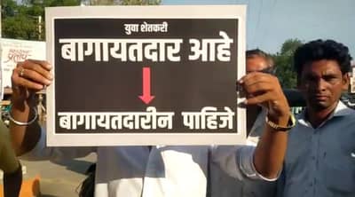 उच्चशिक्षित युवा शेतकऱ्याचे लग्नासाठी अनोखे आंदोलन, फलक घेऊन बाशिंग बांधून...