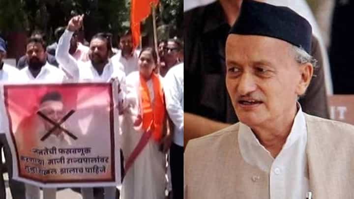 'कोश्यारी यांच्यावर गुन्हा दाखल झालाच पाहिजे', कोल्हापुरात ठाकरे गट आक्रमक 'कोश्यारी यांच्यावर गुन्हा दाखल झालाच पाहिजे', कोल्हापुरात ठाकरे गट आक्रमक