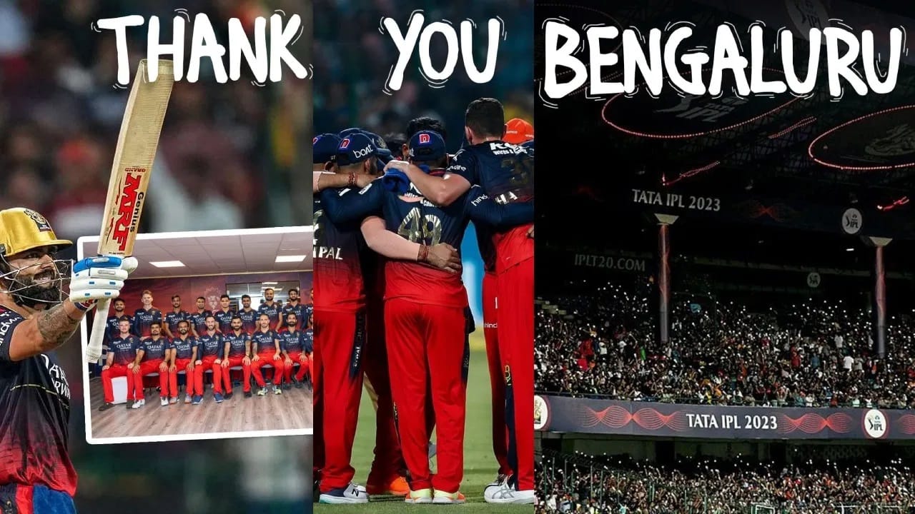 "सर्वोत्तम क्षणांचा साक्षीदार असलेला आयपीएल हंगाम.. दुर्दैवाने, आम्ही लक्ष्य गाठू शकलो नाही. हे निराशाजनक आहे. परंतु आम्ही आमची मान कायम उंचावली पाहिजे ती आमच्या निष्ठावंत समर्थकांसाठी, आम्हाला प्रत्येक टप्प्यावर साथ दिल्याबद्दल धन्यवाद," अशी पोस्ट विराट कोहलीने लिहिली आहे.