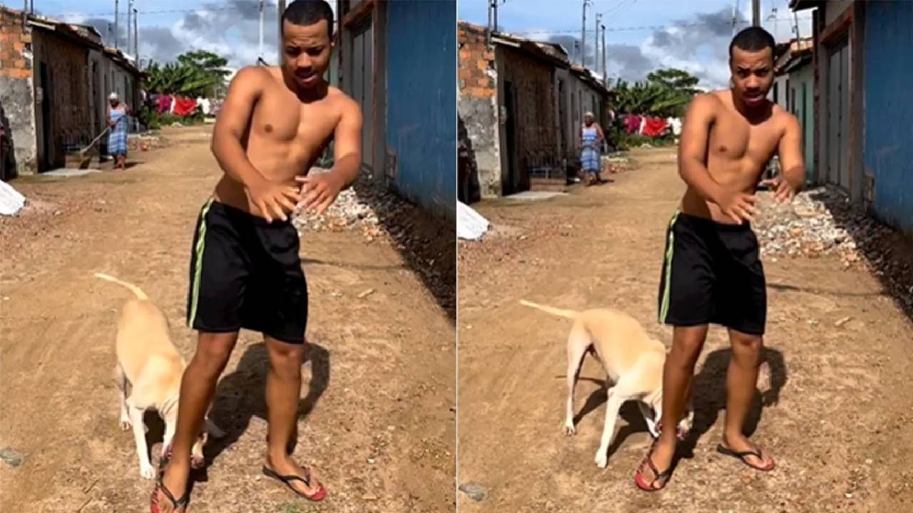 VIDEO | कुत्रा पायाला चावतोय, तरीही व्यक्ती नाचण्यात गुंग, व्हायरल व्हिडिओ पाहून लोकांना धक्का बसला