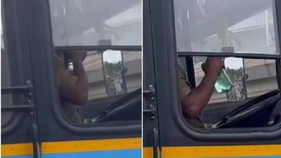 VIDEO | ट्रॅफिक जॅम असताना ड्रायव्हरने उघडला जेवणाचा डब्बा, स्टेरिंगवरती एक हात ठेऊन जेवत असताना...