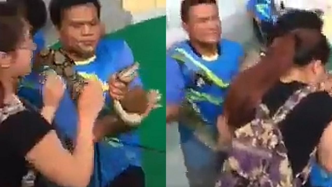 video : अजगराला 'किस' करायला गेली मुलगी, मग जे घडले ते भयंकर.. video : अजगराला 'किस' करायला गेली मुलगी, मग जे घडले ते भयंकर..