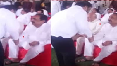 शहाजीबापू पाटील यांच्याकडून जयंत पाटील यांचे चरणस्पर्श, नेमकं काय घडलं? पाहा व्हिडीओ…