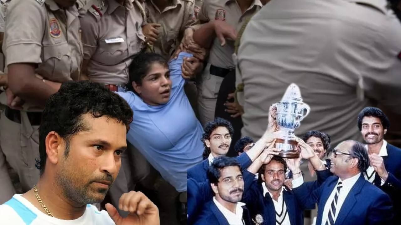 Wrestlers Protest | कुस्तीपटूंना दिलेली वागणूक... वर्ल्ड कप  टीमकडून निषेध, दिग्गज पैलवानांच्या 'पाठी'शी