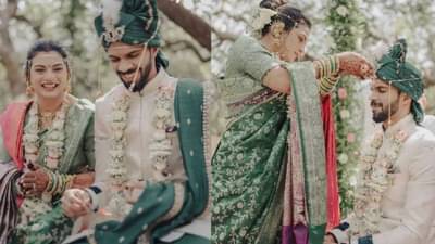 Ruturaj Gaikwad Marriage : ऋतुराजची बायको धोनीचा आशिर्वाद घेण्यासाठी खाली वाकताच, पाहा MS ने काय केलं? Video