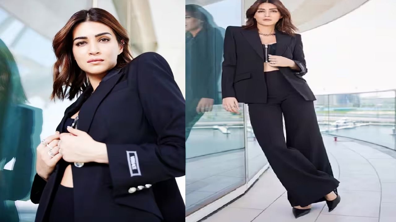 Kriti Sanon देतेय चाहत्यांना फॅशन गोल्स; काळ्या रंगाच्या ब्लॅझरमध्ये अभिनेत्रीच्या घायाळ अदा