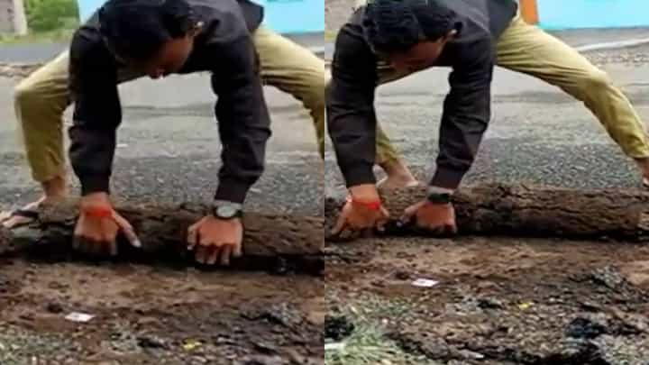 VIDEO : चटई गुंडाळावी तसा रस्ता गुंडाळला! रस्ता बनवलाय की अंथरले अंथरूण? कोणत्या गावातलं नागरिक संतापले? VIDEO : चटई गुंडाळावी तसा रस्ता गुंडाळला! रस्ता बनवलाय की अंथरले अंथरूण? कोणत्या गावातलं नागरिक संतापले?