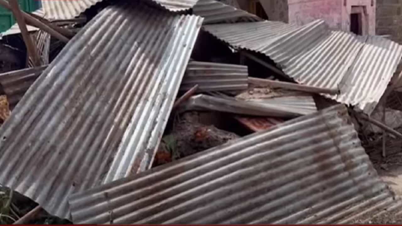 वादळी वार्‍यानं झोडपलं, झाडे उन्मळून पडल्याने पत्र्याची शेड कोसळले