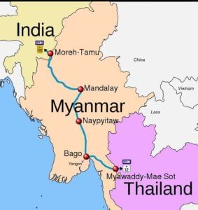 India to thailand by road map