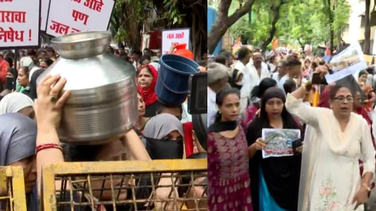 ठाकरे गटाच्या 'आक्रोशा'ला शिंदे गटाचे काळे झेंडे, मुंबईत दोन्ही गट आमनेसामने; जोरदार घोषणाबाजी