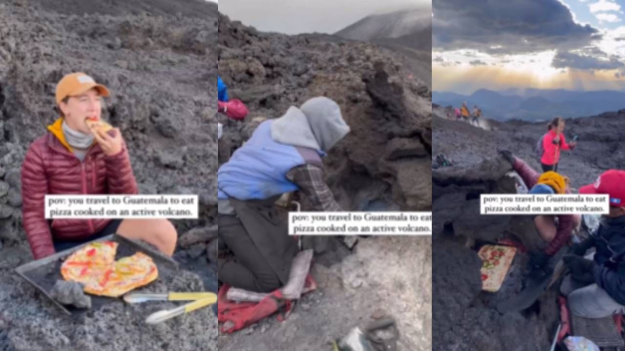 बघून चटका बसेल! धगधगत्या ज्वालामुखीवर बनवला पिझ्झा, Viral Video