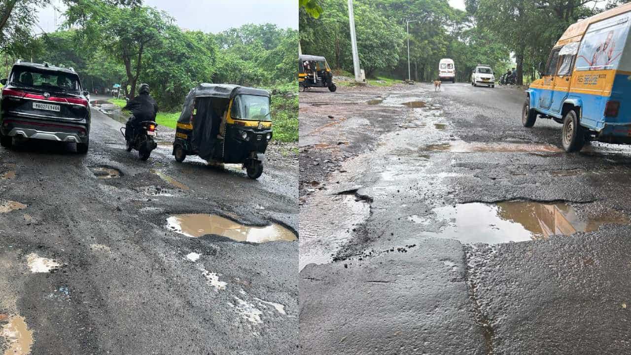 मुंबईतील गोरेगाव भागात फिल्म सिटी आहे. फिल्मसिटीकडे जाणाऱ्या रस्त्यावर खड्डे आहे. याकडे मनसेनं लक्ष वेधलं आहे.