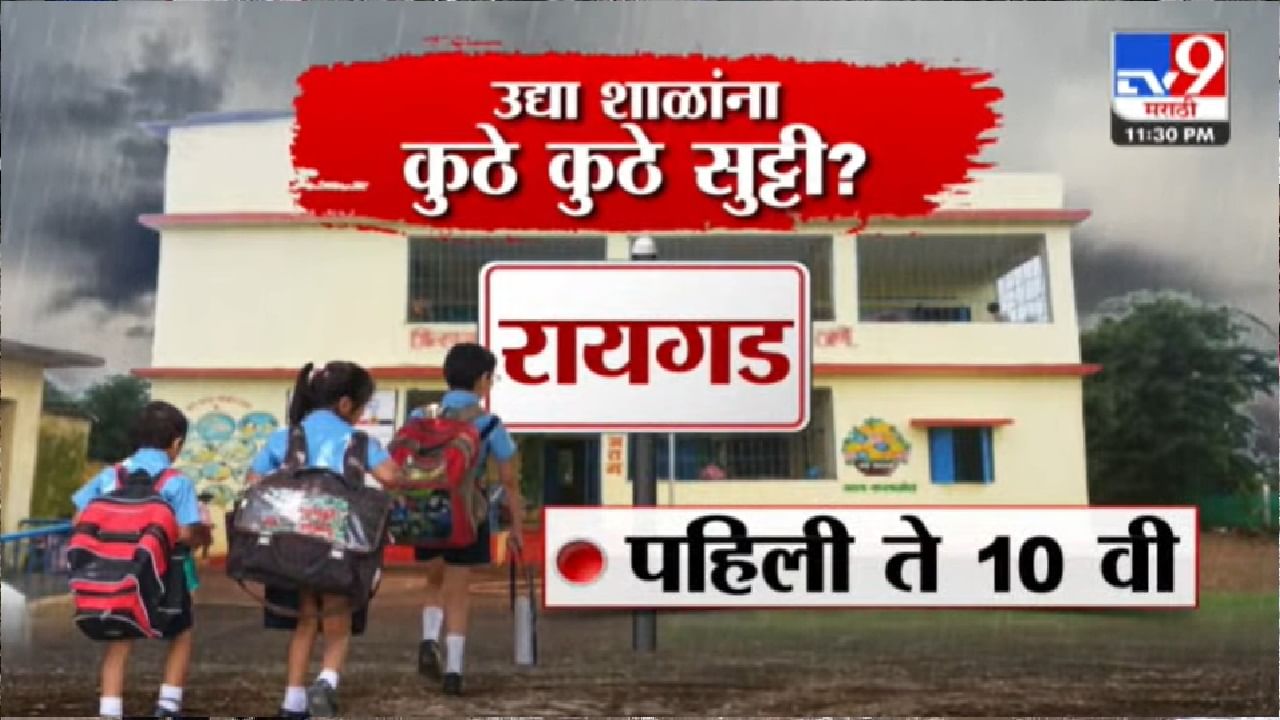 रायगड जिल्ह्यालाही ऑरेन्ज अलर्ट असल्याने पहिली ते दहावीच्या शाळांना सुट्टी असणार आहे.