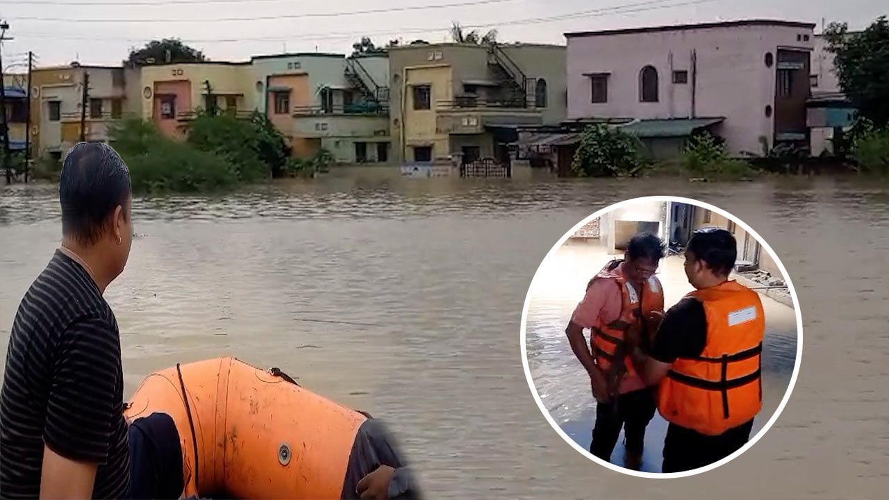 सध्या चंद्रपूर शहरात मदतकार्य सुरु आहे. प्राण वाचवण्यासाठी लोक घराच्या छतावर चढले आहेत.  