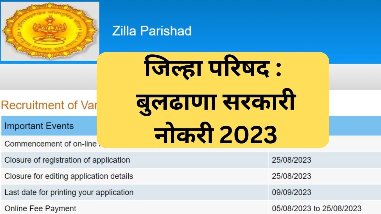 Buldana  Zilha Parishad Recruitment 2023 : बुलडाणा जिल्हा परिषदेमध्ये इतक्या जागांसाठी भरती, या तारखेपर्यंत करा अर्ज!